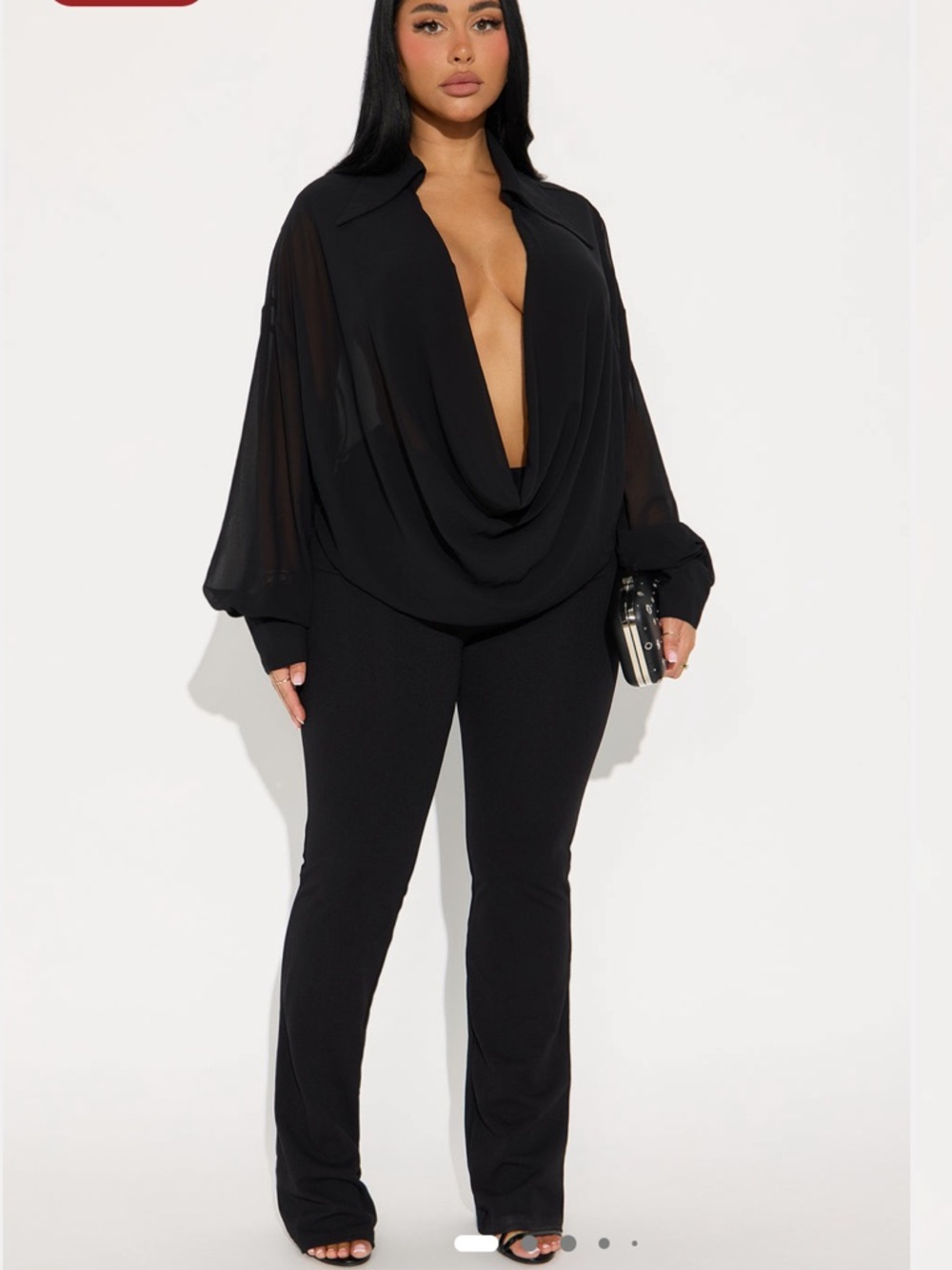 Black Flora Belle Chiffon Cowl Neck Jumpsuit